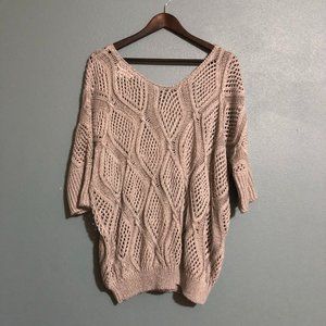 Ces Femme Grey Open Knit Slouchy Sweater - S/M